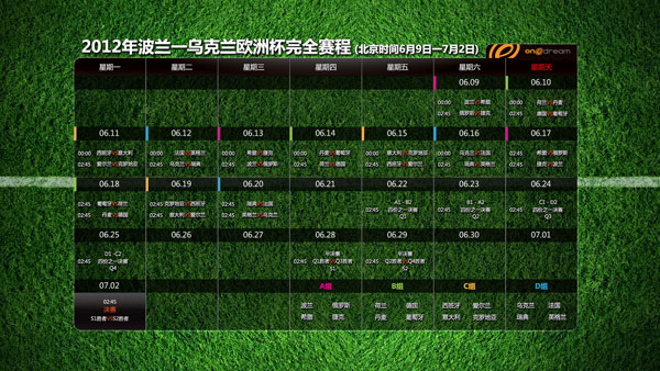 2012年欧洲杯赛程时间表，那些激情燃烧的夏日