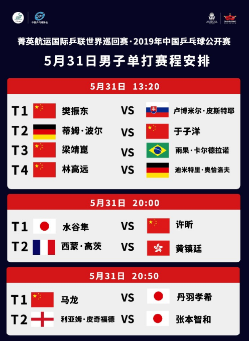乒乓球中国公开赛赛程最新消息